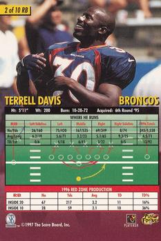 1997 Score Board Playbook By The Numbers - Magnified Silver #2RB Terrell Davis Back