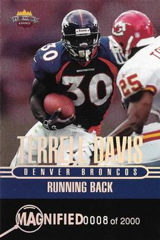 1997 Score Board Playbook By The Numbers - Magnified Silver #2RB Terrell Davis Front