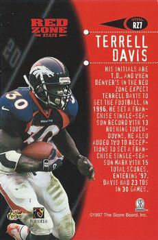 1997 Score Board Playbook By The Numbers - Red Zone Stats Magnified Gold #RZ7 Terrell Davis Back