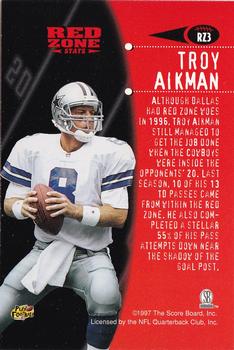 1997 Score Board Playbook By The Numbers - Red Zone Stats Magnified Silver #RZ3 Troy Aikman Back