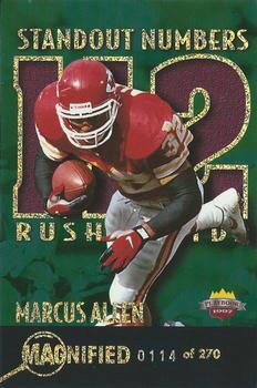 1997 Score Board Playbook By The Numbers - Standout Numbers Magnified Gold #SN25 Marcus Allen Front