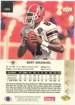 1994 SP #185 Bert Emanuel Back