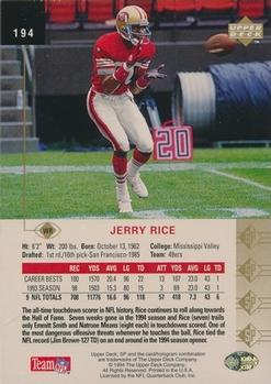 1994 SP #194 Jerry Rice Back