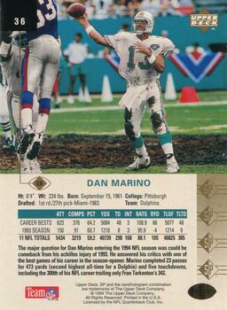 1994 SP #36 Dan Marino Back