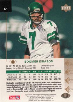 1994 SP #51 Boomer Esiason Back