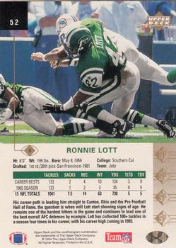 1994 SP #52 Ronnie Lott Back