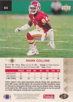 1994 SP #85 Mark Collins Back