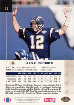 1994 SP #99 Stan Humphries Back