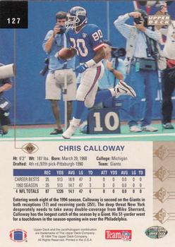 1994 SP #127 Chris Calloway Back