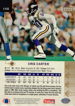 1994 SP #148 Cris Carter Back