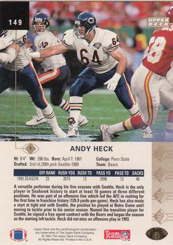 1994 SP #149 Andy Heck Back