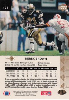 1994 SP #175 Derek Brown Back