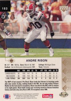 1994 SP #183 Andre Rison Back