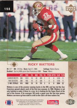 1994 SP #198 Ricky Watters Back