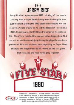 2023 SAGE HIT - Five Star #FS-3 Jerry Rice Back