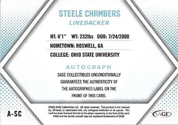 2023 SAGE HIT - Autographs Red (Low Series) #A-SC Steele Chambers Back