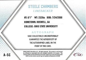 2023 SAGE HIT - Autographs Gold (Low Series) #A-SC Steele Chambers Back