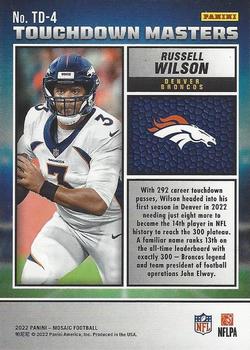 2022 Panini Mosaic - Touchdown Masters #TD-4 Russell Wilson Back