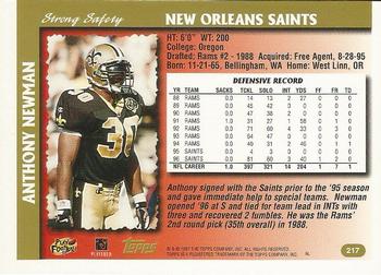 1997 Topps - Minted in Canton #217 Anthony Newman Back