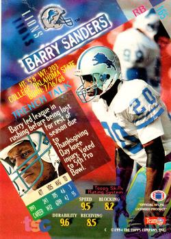 1994 Stadium Club #165 Barry Sanders Back