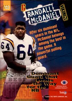 1994 Stadium Club #103 Randall McDaniel Back