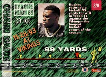 1994 Stadium Club #228 Tyrone Hughes Back