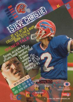 1994 Stadium Club #268 Steve Christie Back