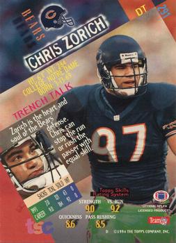 1994 Stadium Club #291 Chris Zorich Back