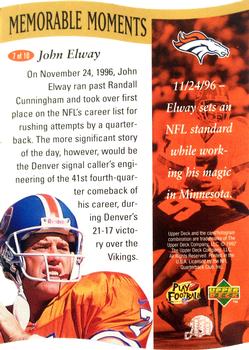 1997 Collector's Choice - Memorable Moments #7 John Elway Back