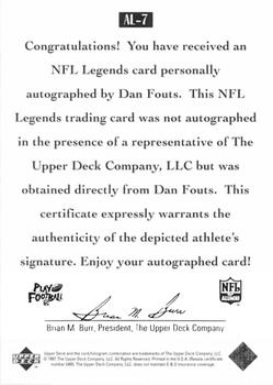 1997 Upper Deck Legends - Autographs #AL-7 Dan Fouts Back