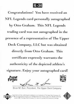 1997 Upper Deck Legends - Autographs #AL-34 Otto Graham Back