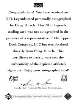 1997 Upper Deck Legends - Autographs #AL-39 Elroy Hirsch Back