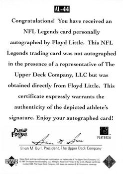 1997 Upper Deck Legends - Autographs #AL-44 Floyd Little Back