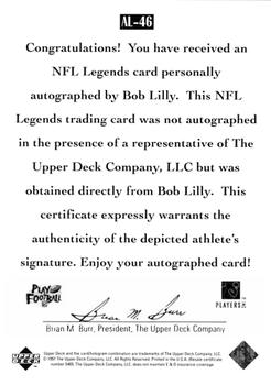 1997 Upper Deck Legends - Autographs #AL-46 Bob Lilly Back