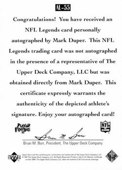 1997 Upper Deck Legends - Autographs #AL-55 Mark Duper Back