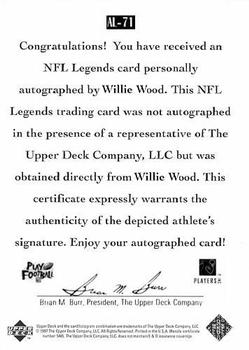 1997 Upper Deck Legends - Autographs #AL-71 Willie Wood Back