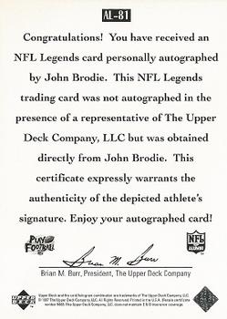 1997 Upper Deck Legends - Autographs #AL-81 John Brodie Back