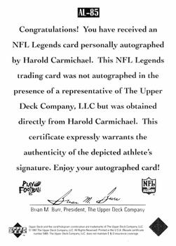 1997 Upper Deck Legends - Autographs #AL-85 Harold Carmichael Back