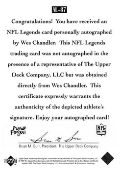1997 Upper Deck Legends - Autographs #AL-87 Wes Chandler Back
