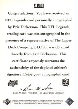 1997 Upper Deck Legends - Autographs #AL-99 Eric Dickerson Back