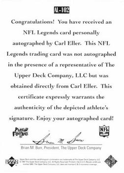 1997 Upper Deck Legends - Autographs #AL-102 Carl Eller Back