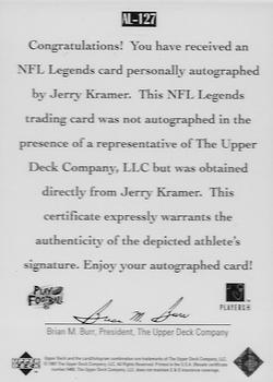 1997 Upper Deck Legends - Autographs #AL-127 Jerry Kramer Back