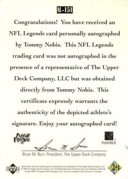 1997 Upper Deck Legends - Autographs #AL-151 Tommy Nobis Back