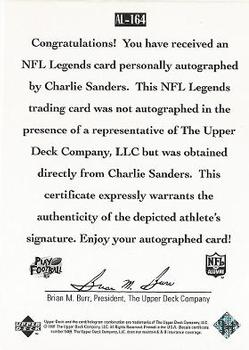 1997 Upper Deck Legends - Autographs #AL-164 Charlie Sanders Back