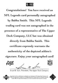 1997 Upper Deck Legends - Autographs #AL-165 Bubba Smith Back