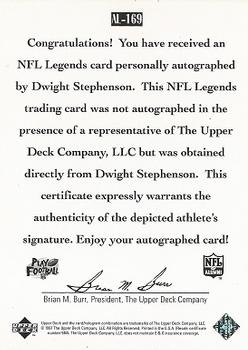 1997 Upper Deck Legends - Autographs #AL-169 Dwight Stephenson Back