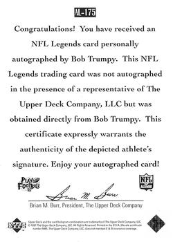 1997 Upper Deck Legends - Autographs #AL-175 Bob Trumpy Back