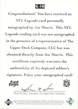 1997 Upper Deck Legends - Autographs #AL-146 Joe Morris Back
