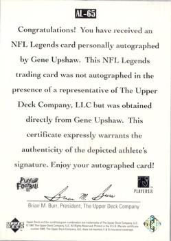 1997 Upper Deck Legends - Autographs #AL-65 Gene Upshaw Back