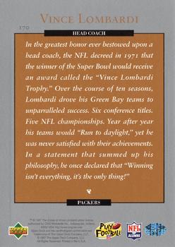 1997 Upper Deck Legends - Legendary Leaders Jumbos #170 Vince Lombardi Back